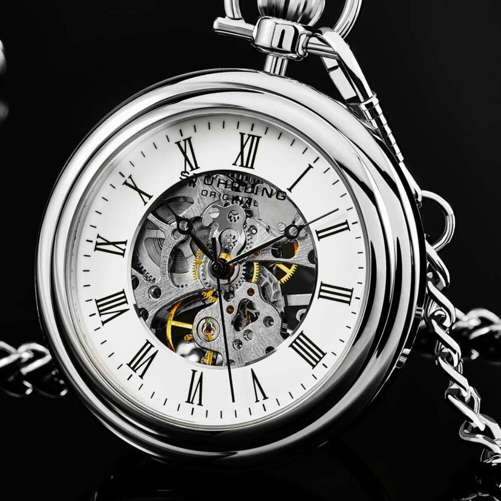 STUHRLING Vintage 6053 Hand-wind 47mm Skeleton Pocket Watch